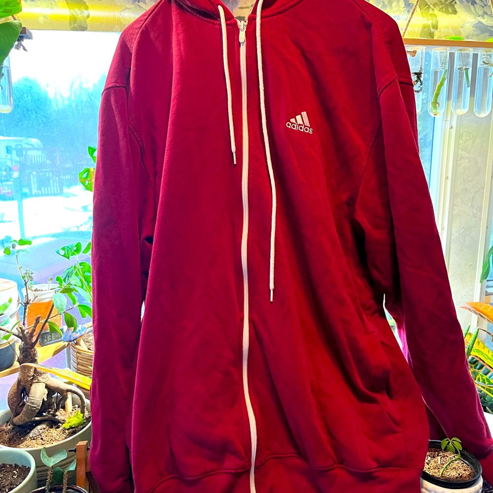 Vintage Red Adidas Zip up XL